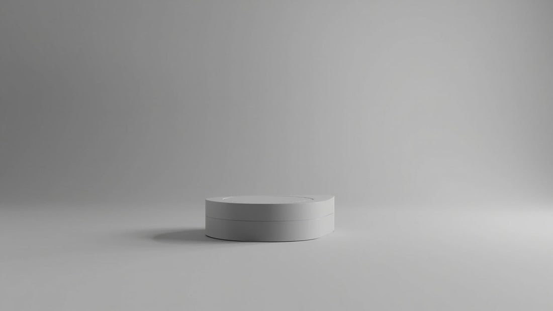 minimal abstract product pedestal with soft studio light and neutral background