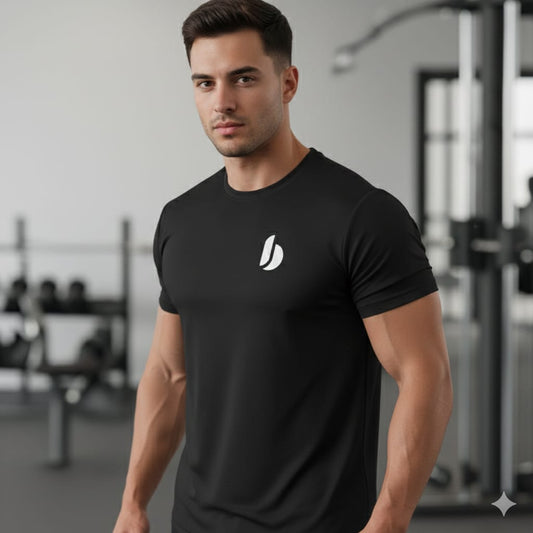 Men's Black Half Sleeve Round Neck Plain T-Shirt